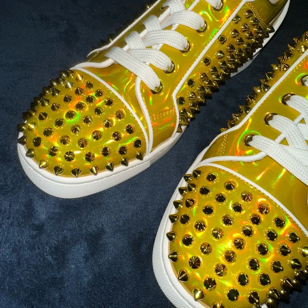 Christian Louboutin Yellow Spiked Sneakers - Picture 9 of 10